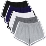 URATOT 5 Packs Soft Comfy Booty Cotton Workout Pants Breathable Lounge Dolphin Shorts Cycling Hiking Pants for Women