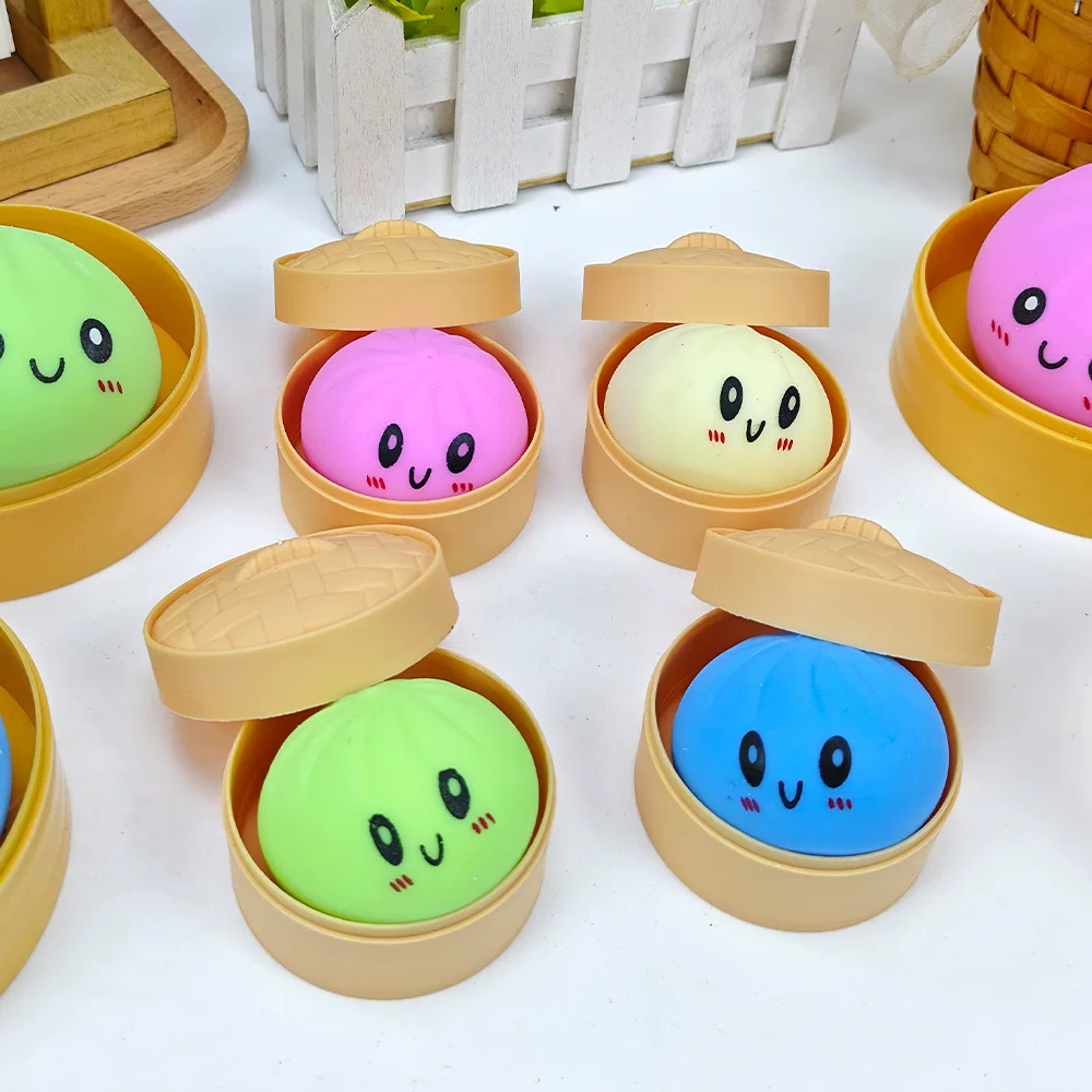 "Expression bun kneading fun soft and cute slow rebound healing pink simulation bun stress relief toy kneading decoration"