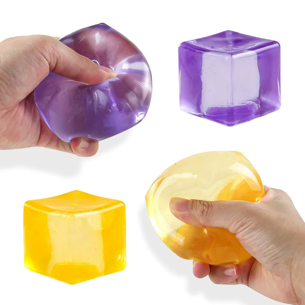 Creative simulation ice cube stress relief toy, slow-resilience, transparent, colored, made of malt sugar, TPR soft rubber ice