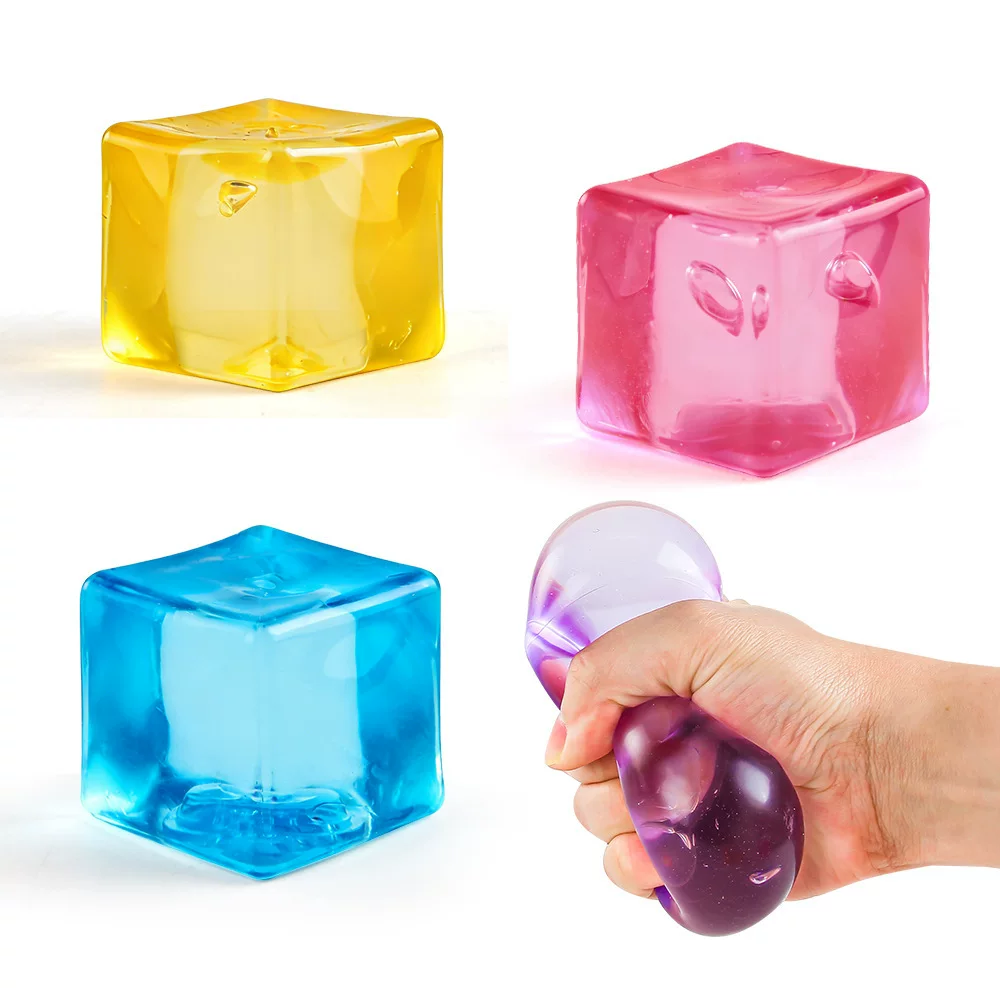 Kreativer Druckentlastungs-Block-Spielzeug mit langsamer Rückfederung, transparenter Farbe, Malzform, TPR-Softgummi, drücken und formen