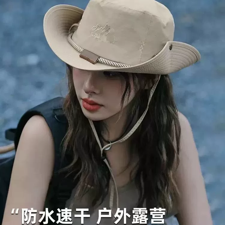 大头围帽子女夏季登山户外徒步遮阳男防晒防水速干旅游钓鱼渔夫帽