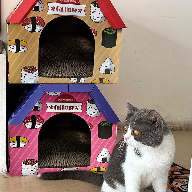 Cat bed, cat box, cat house, cat corrugated paper house, wear-resistant villa, large space cat box