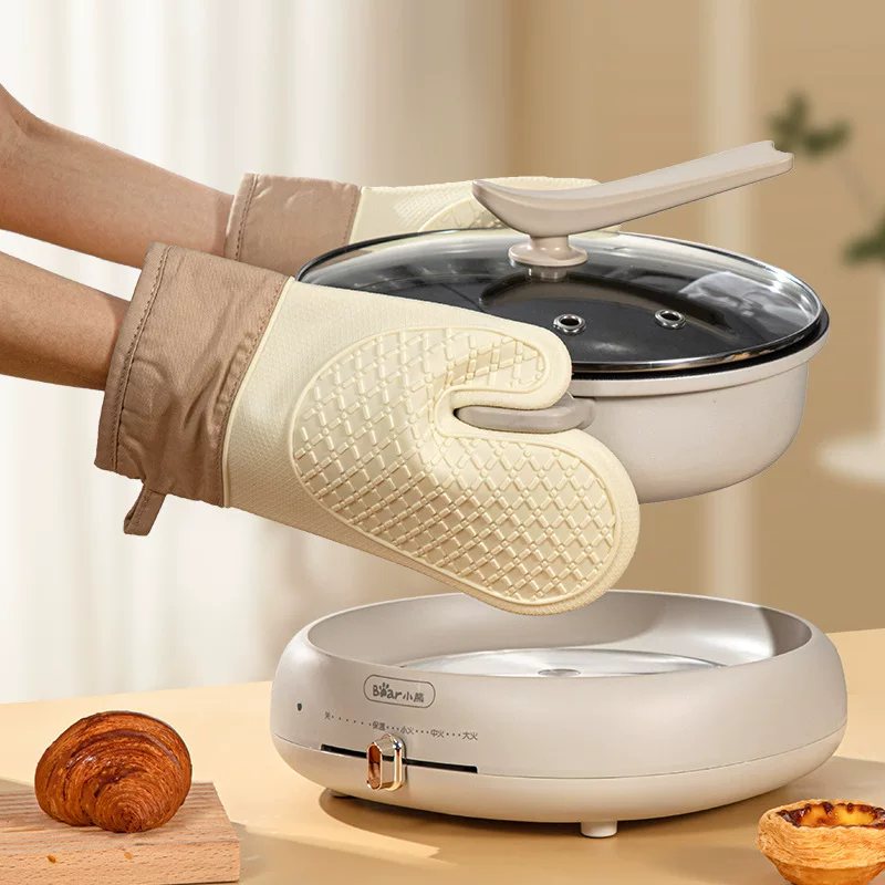 Five-finger oven mitts, kitchen heat-resistant, non-slip, anti-scald, baking, thickened silicone, high temperature resistant, microwave oven safe