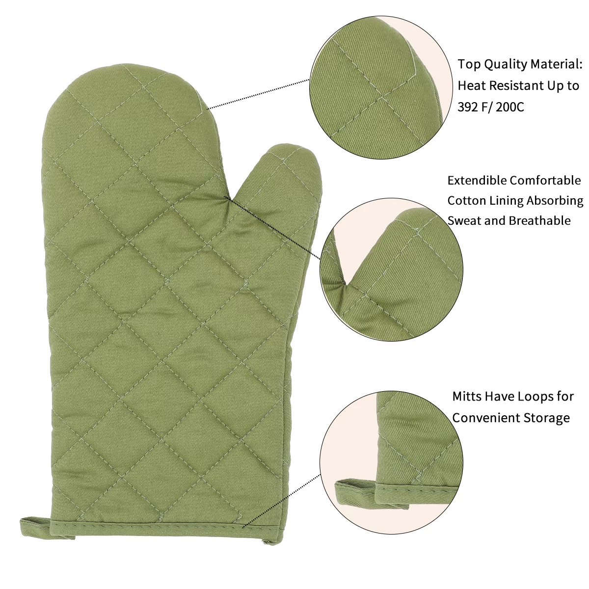Four-piece set of heat-resistant gloves, high-temperature resistant, pure color, suitable for microwave ovens and kitchen baking, heat-resistant gloves for kitchen baking