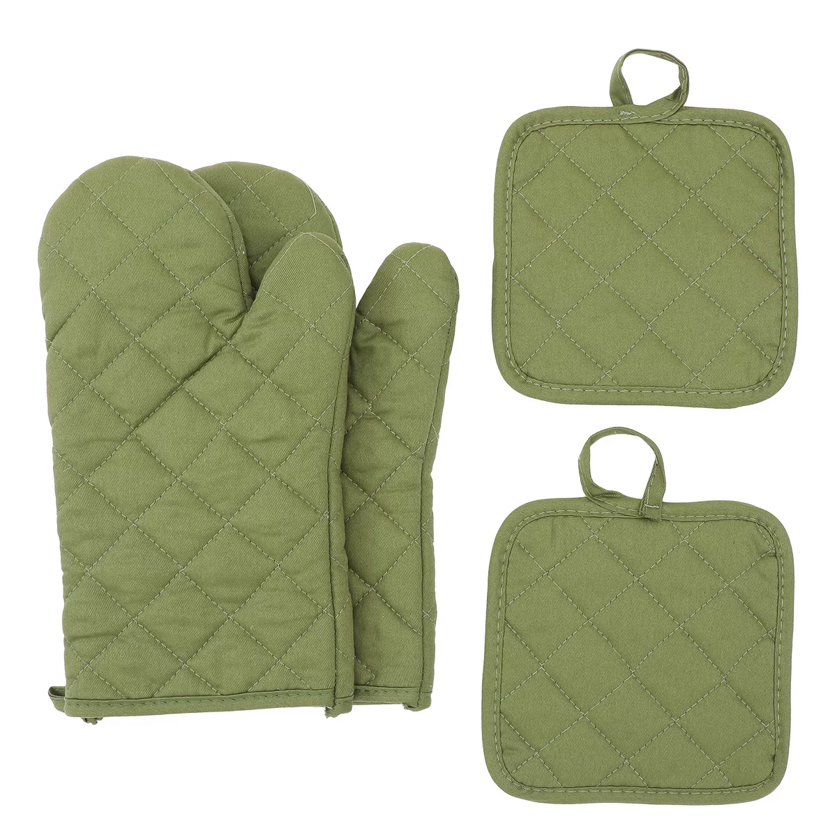 Four-piece set of heat-resistant gloves, high-temperature resistant, pure color, suitable for microwave ovens and kitchen baking, heat-resistant gloves for kitchen baking