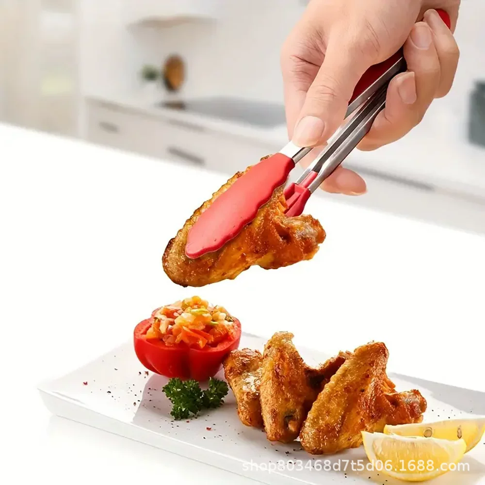 430 stainless steel food tongs, high-temperature resistant food tongs, outdoor anti-scald barbecue tongs, kitchen tools, BBQ barbecue tools