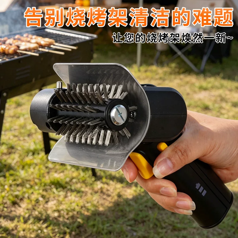 New cross-border brush, portable grill brush, cleaning steel wire grill, electric grill brush, heavy oil stain brush for grilling