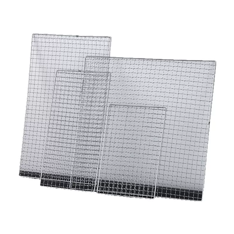 Factory wholesale stainless steel grilled fish tongs, barbecue net tongs, outdoor barbecue nets, square barbecue grills, barbecue tools