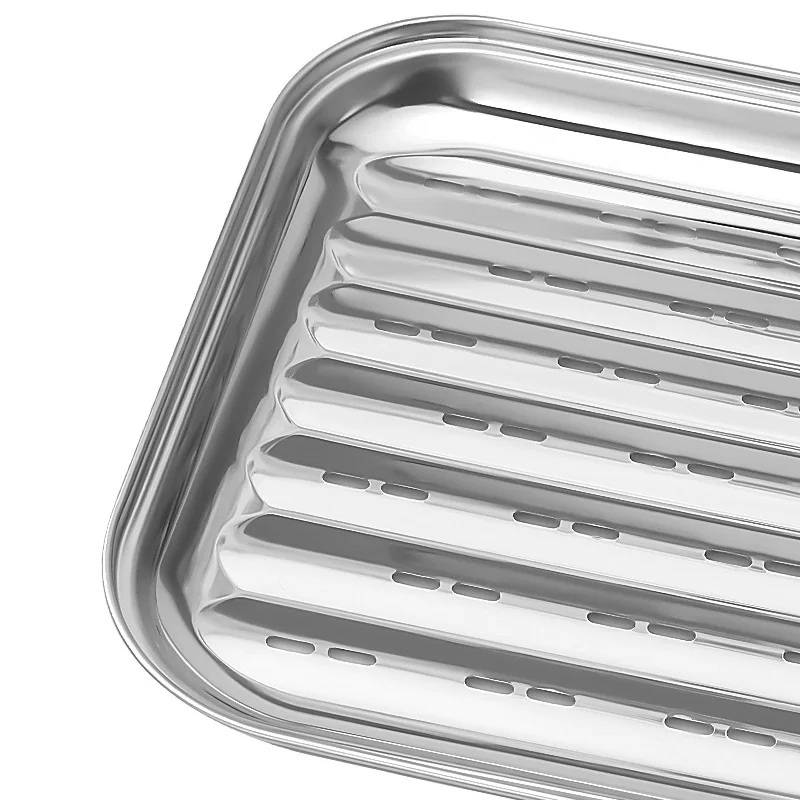 Stainless steel grilling tray, leaky tray, barbecue utensils, two-person portion, grill tray, fish grilling tray, frying tray