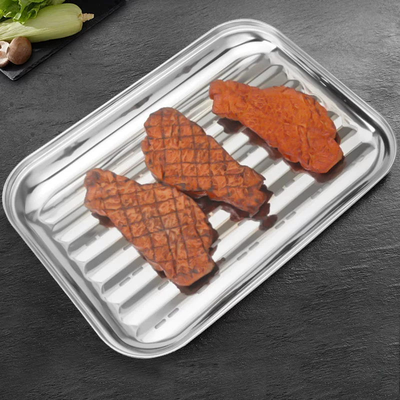 Stainless steel grilling tray, leaky tray, barbecue utensils, two-person portion, grill tray, fish grilling tray, frying tray