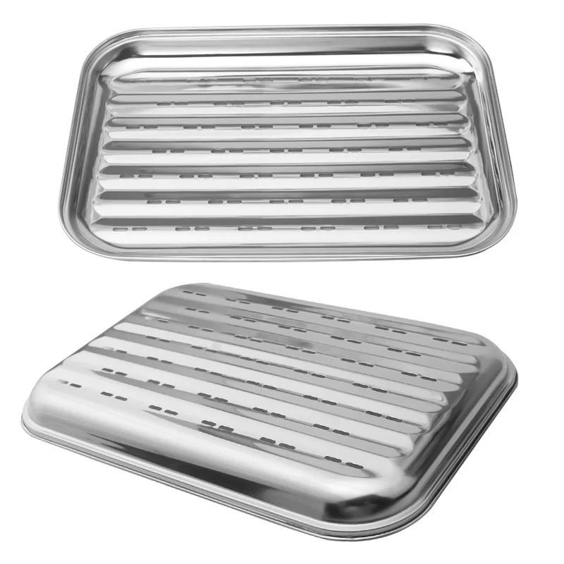 Stainless steel grilling tray, leaky tray, barbecue utensils, two-person portion, grill tray, fish grilling tray, frying tray