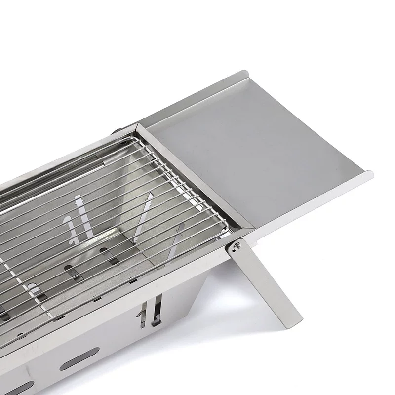 Outdoor folding stainless steel barbecue grill, charcoal thickened barbecue rack, home courtyard camping table grill, charcoal skewer grill