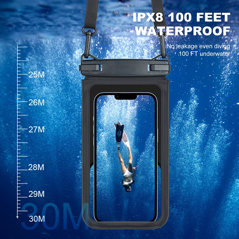 The cross-border best-selling IPX8 dual-capacity waterproof phone bag can hold 2 phone cases and is suitable for swimming, diving and rafting