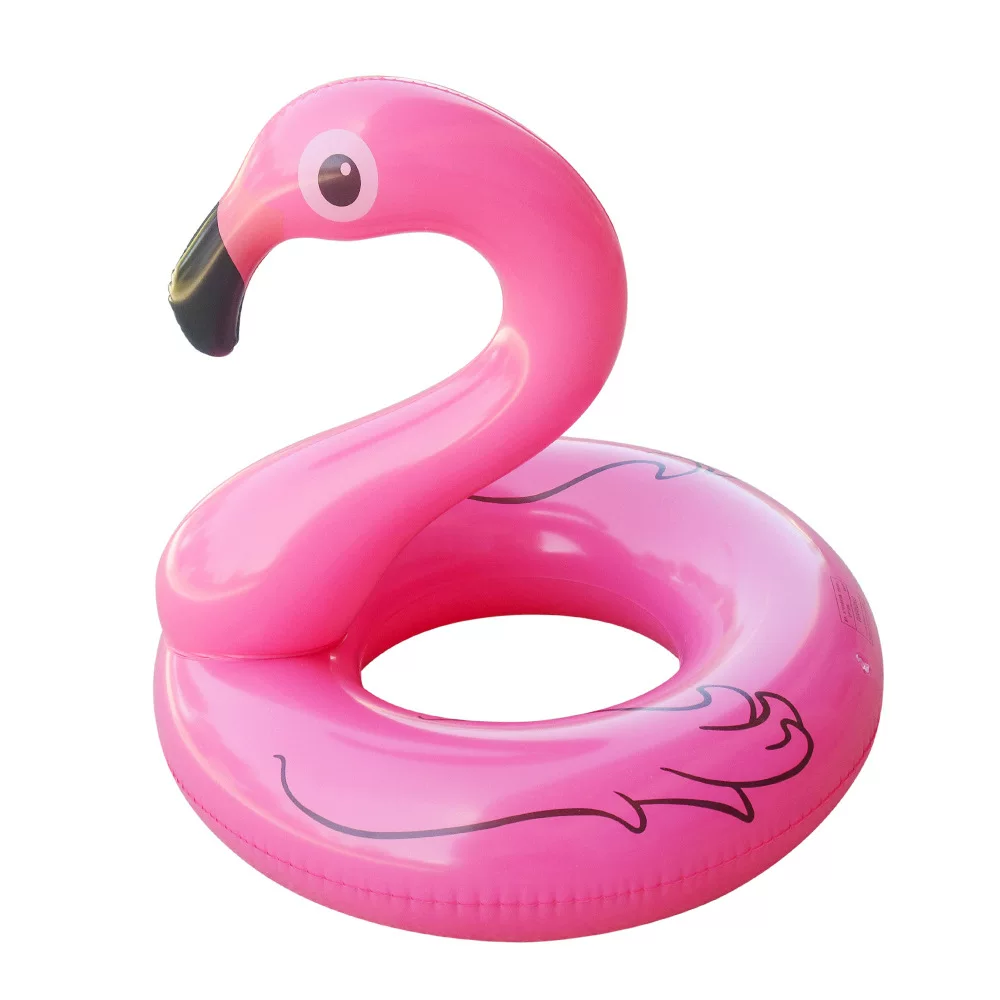 Cross-border in-stock inflatable flamingo swimming rings, adult animal life buoys, portable swimming rings wholesale, eco-friendly swimming rings