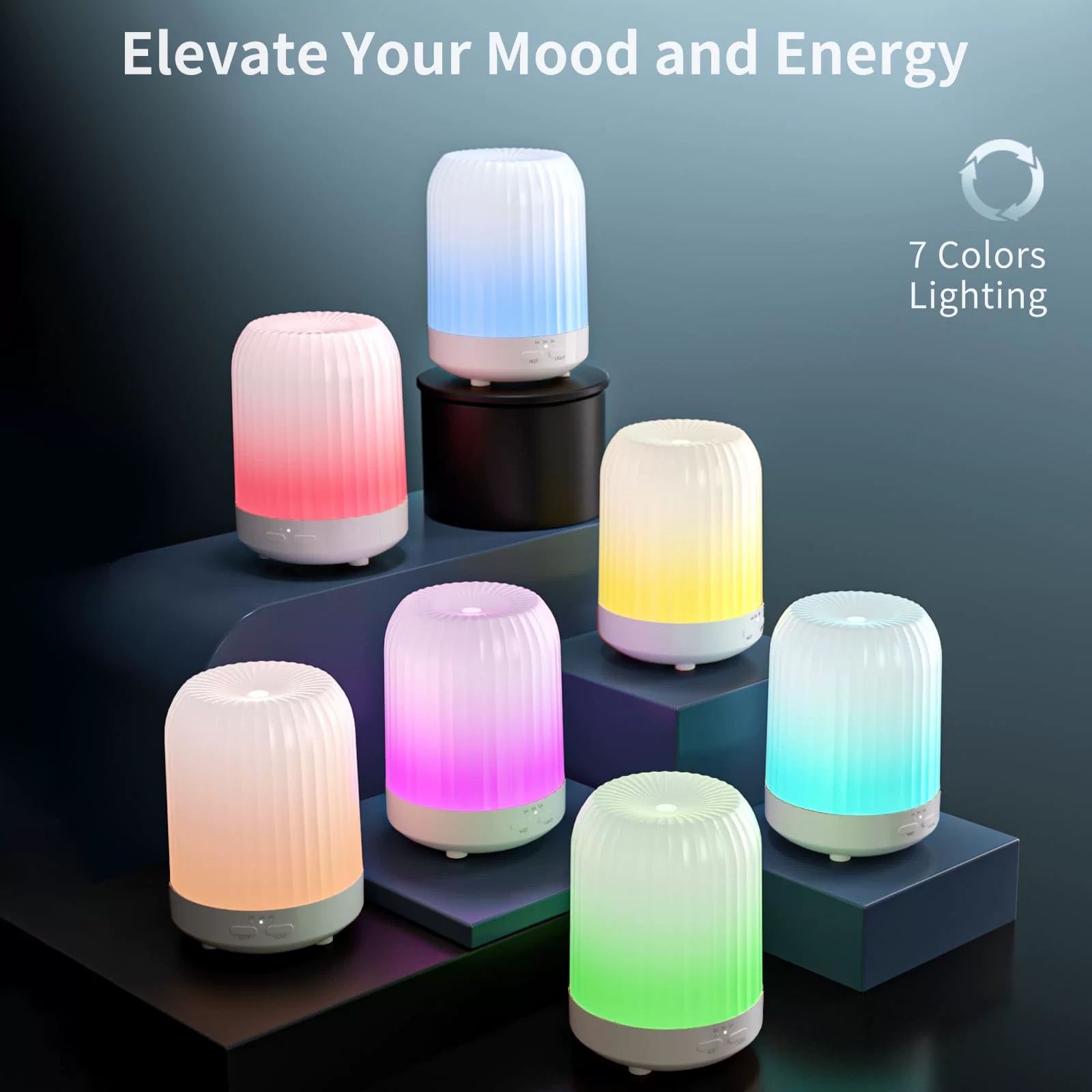Household essential oil aroma diffuser, humidifier 2-in-1 automatic fragrance sprayer, bedroom diffuser with night light humidifier