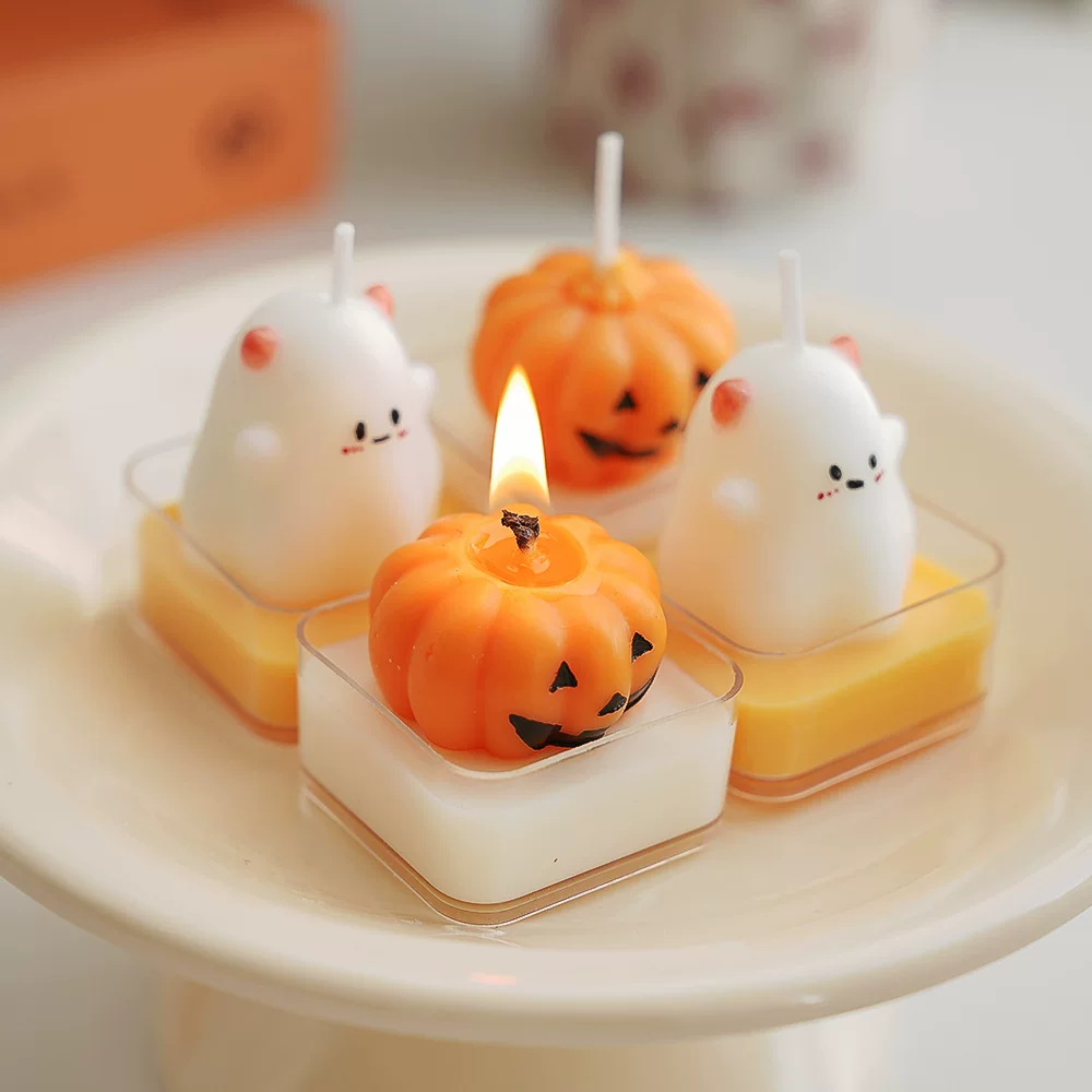 Halloween scented candles, atmosphere souvenirs, handcrafted cross-border scented gifts, pumpkin ghost tea wax figurines