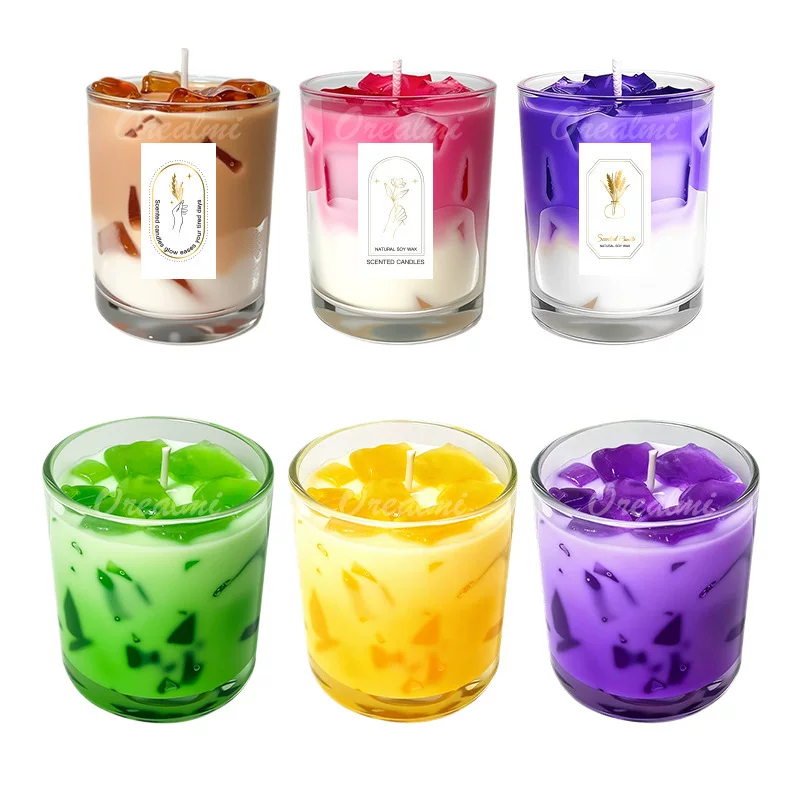 The popular ice cube coffee cup, scented candle, creative jelly milk tea shaped souvenir gift box set is in stock