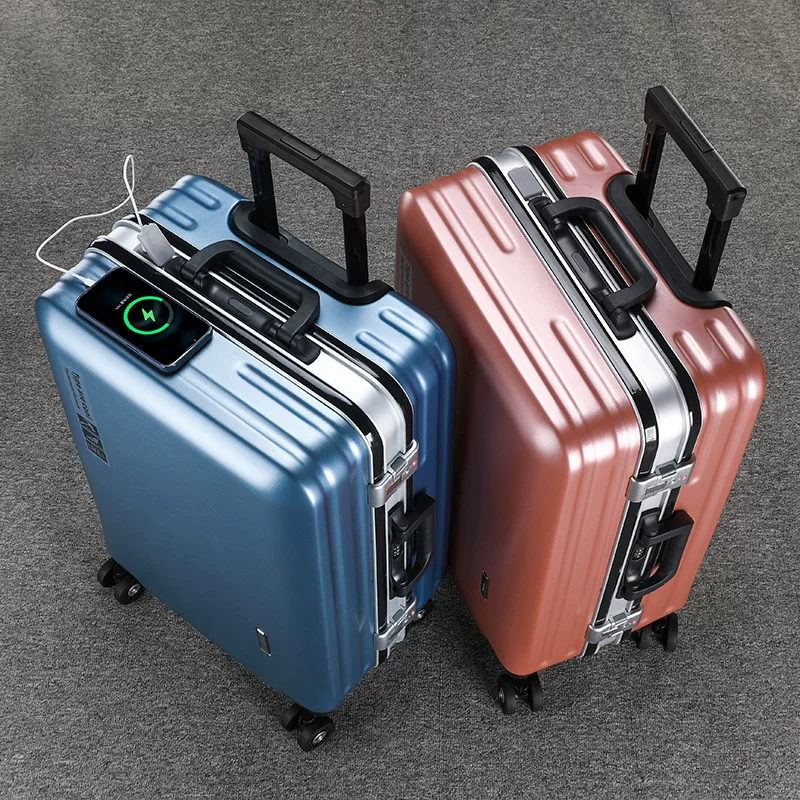 Suitcase with handle, sturdy and durable, zipper, male aluminum frame travel case, female student business scratch-resistant and wear-resistant combination case