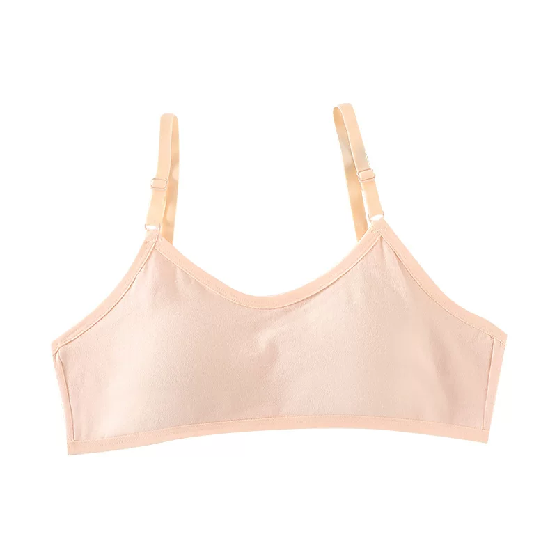 Pure cotton student bra, fixed cup, chest wrap, chest pad, strapless bra, running shockproof, anti-glare, solid color bra