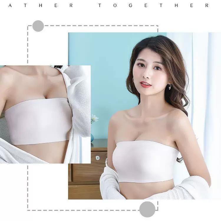 Ice silk shoulder strap, rear buckle, strapless, no steel ring, inner bra strap, chest pad, one-piece seamless anti-glare chest wrap