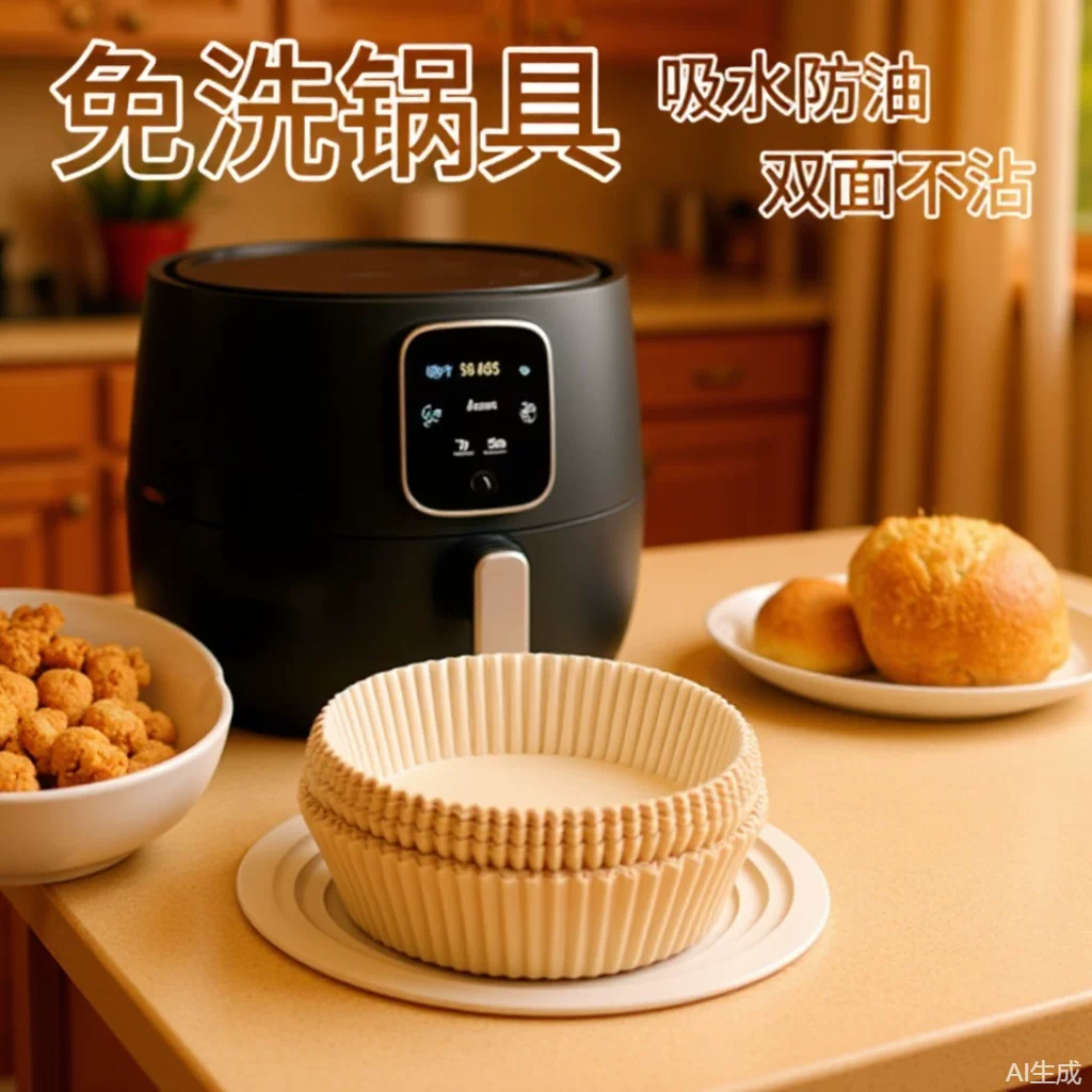 Air fryer special paper tray, high-temperature resistant oil-absorbing paper pad, food-grade special air fryer baking paper