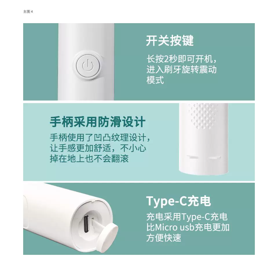 New cross-border rotating head electric toothbrush, fully automatic usb charging, adult soft bristle 360-degree waterproof rotating type