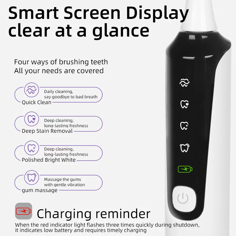 Wholesale of the new cross-border electric toothbrush with adult automatic soft bristle sweeping and vibrating integrated four-speed adjustable sonic electric toothbrush