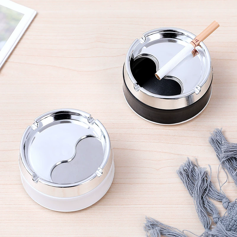 Stainless steel ashtray sealed windproof storage cylinder, simple and fashionable for living room home use, rotating thickened ashtray
