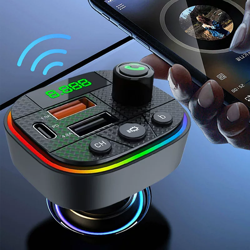 L02 car charger, Bluetooth MP3 playback, plug-in car cigarette lighter, intelligent digital display, PD fast charging, car charger