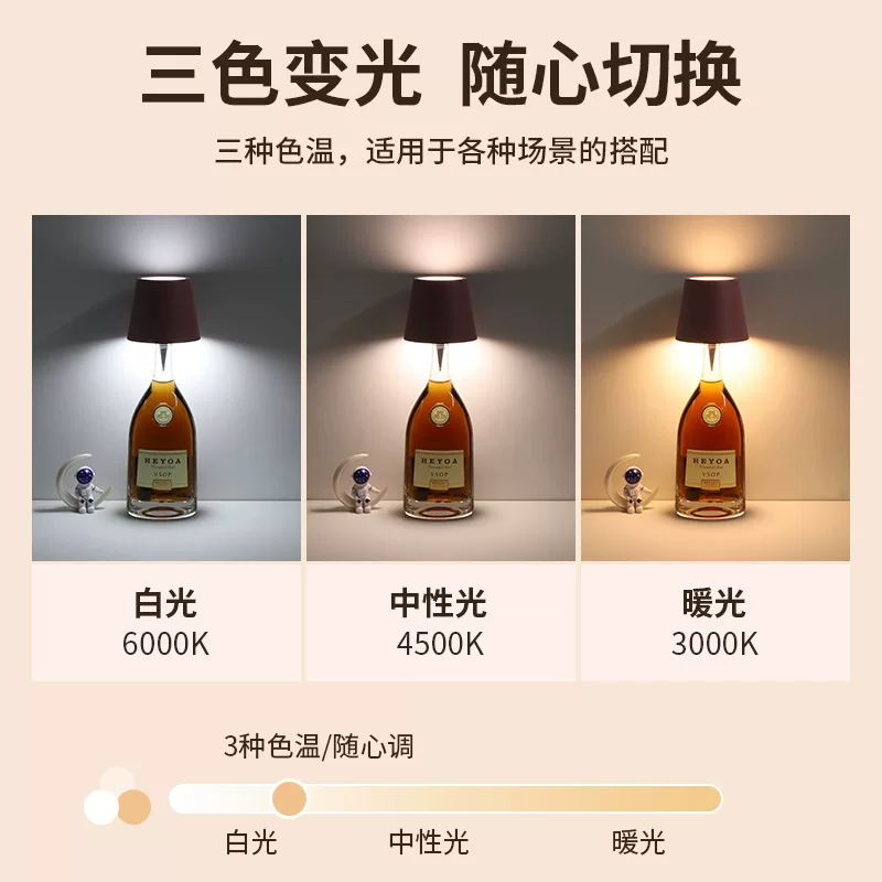 LED充电氛围台灯 卧室酒吧爆款插入式酒瓶灯热卖款创意小夜灯