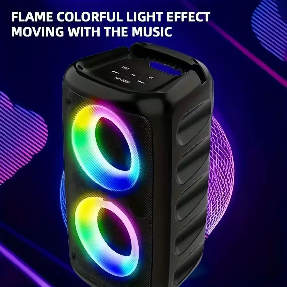 Colorful Bluetooth speaker with subwoofer, outdoor square, loud volume, integrated K speaker, microphone