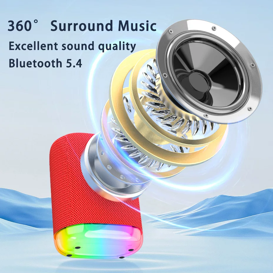 New Bluetooth speaker, small size, high quality, high power subwoofer, outdoor portable camping speaker