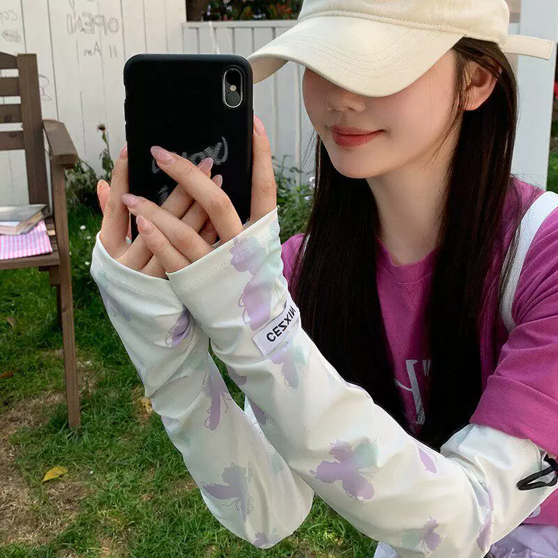 2026 New Butterfly Sun Protection Sleeve, ice Silk sleeve, UV protection, outdoor cycling and driving sleeve, sunshade ice sleeve