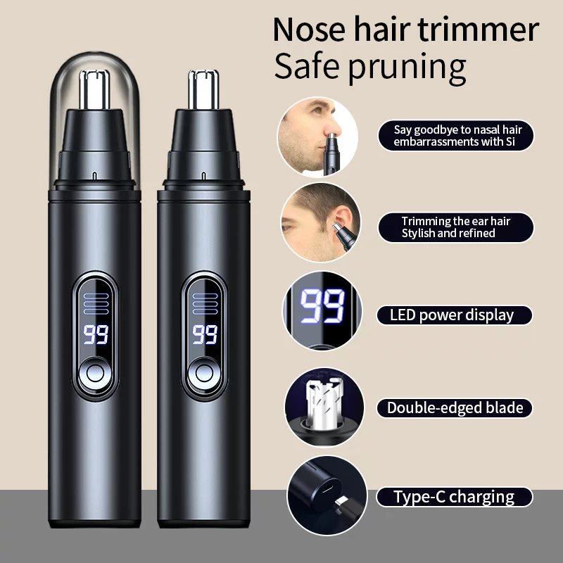 New product: LED digital display nose hair trimmer, electric men's nose hair clipper, nose hair razor, type-c