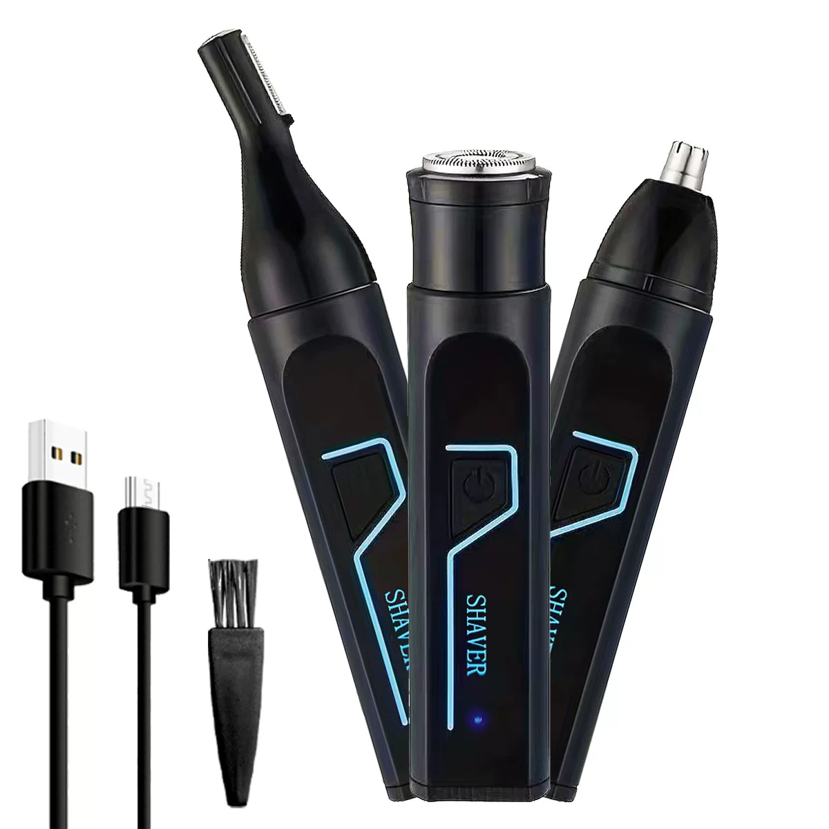 New three-in-one electric nose hair trimmer for men, male nose hair shaver, multi-functional nose hair trimmer for men