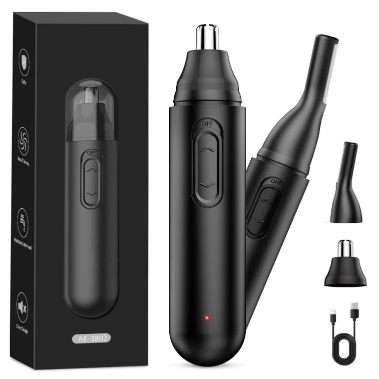English 2-in-1 nose hair trimmer, electric and waterproof, a magical tool for trimming and shaping nose hair
