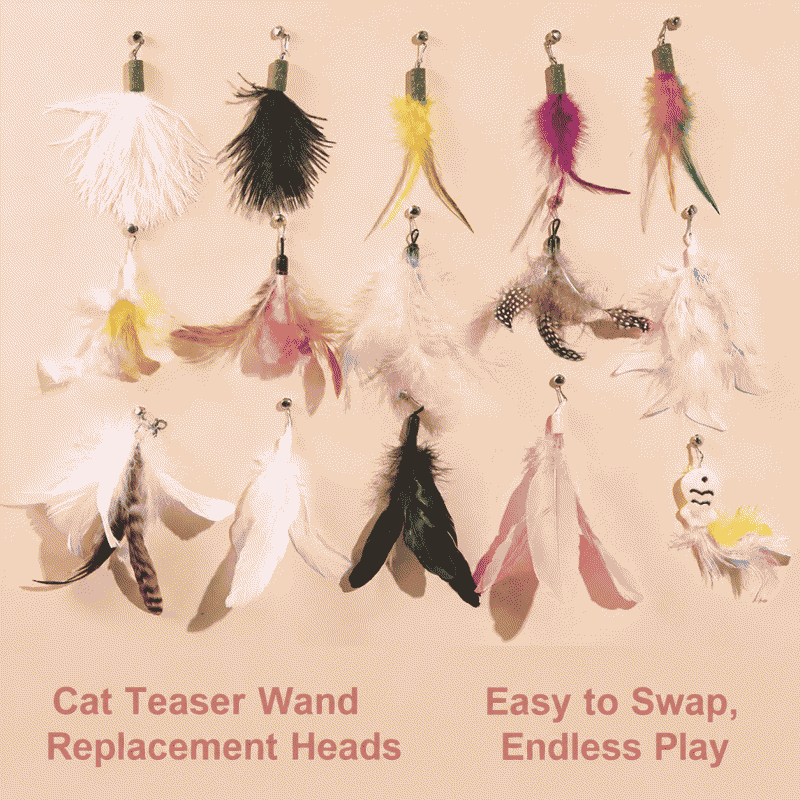 Cat toy replacement head, bell, feather, self-entertainment toy, cat toy accessory, pet supplies wholesale