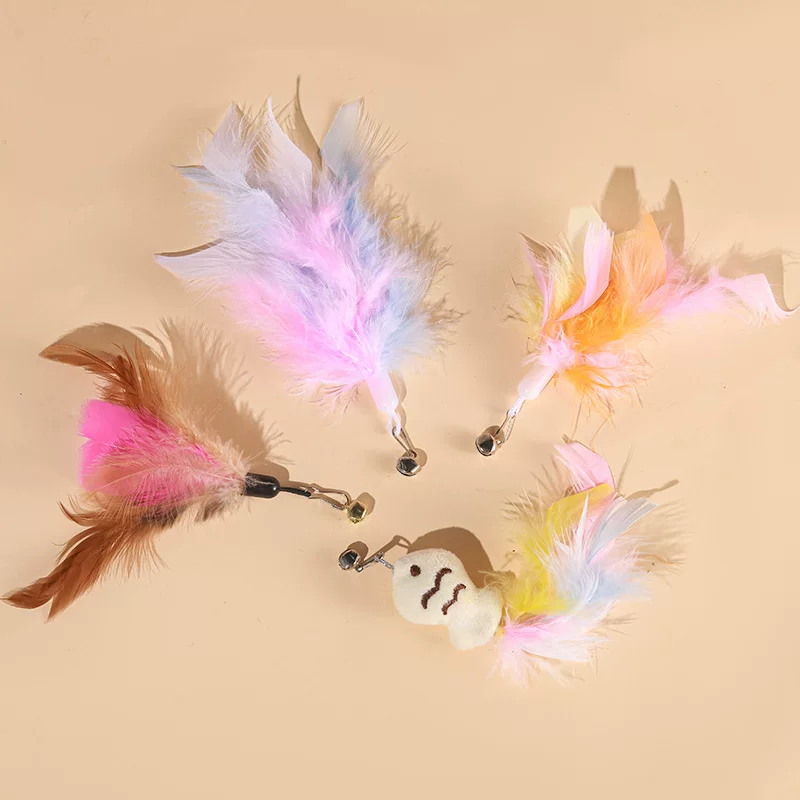 Cat toy replacement head, bell, feather, self-entertainment toy, cat toy accessory, pet supplies wholesale