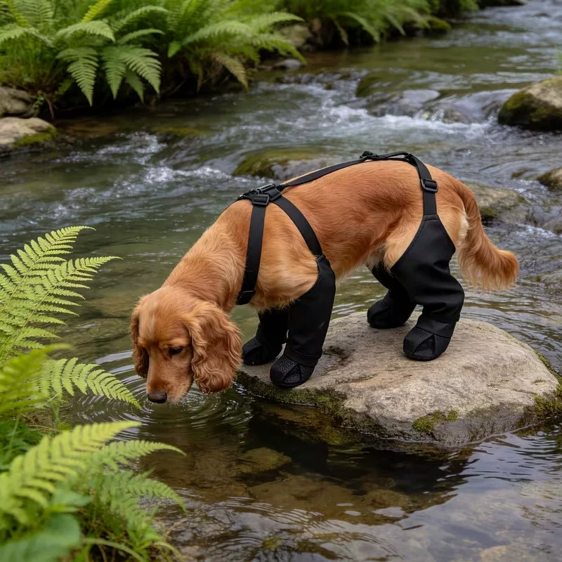 Cross-border pet supplies: Dog shoes are anti-slip and waterproof. When going out, the dog shoes do not fall off. Soft-soled toe boots are comfortable all year round