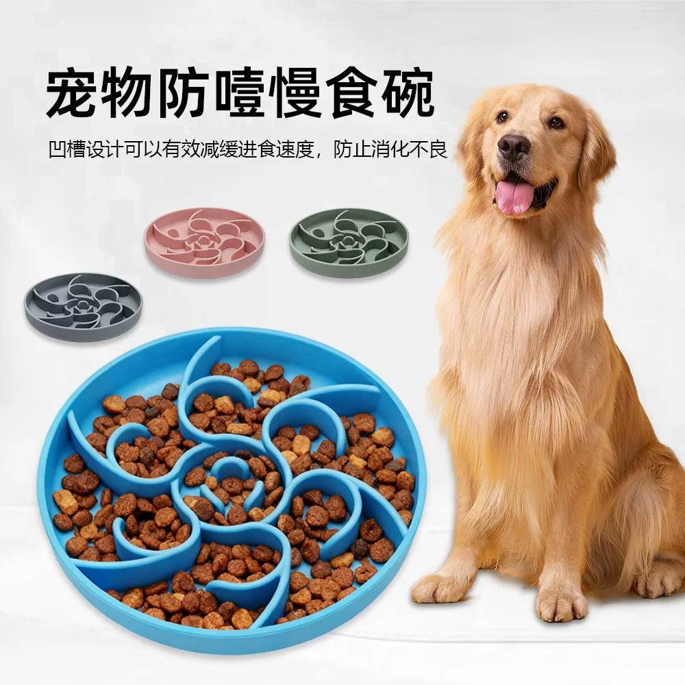 Silikon-Slow-Food-Schüssel mit Anti-Stolper-Funktion, rutschfeste und umsturzsichere Futtertasse für Hunde und Katzen aller Größen