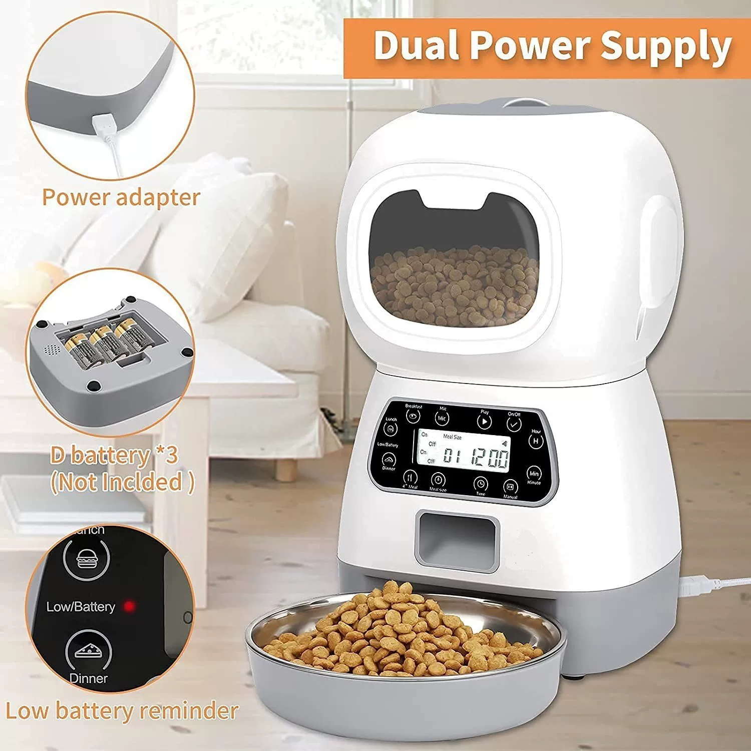 Popular 3.5L Smart Pet Feeder with WiFi, Automatic Timing, Remote Control, and Quantitative Feeding