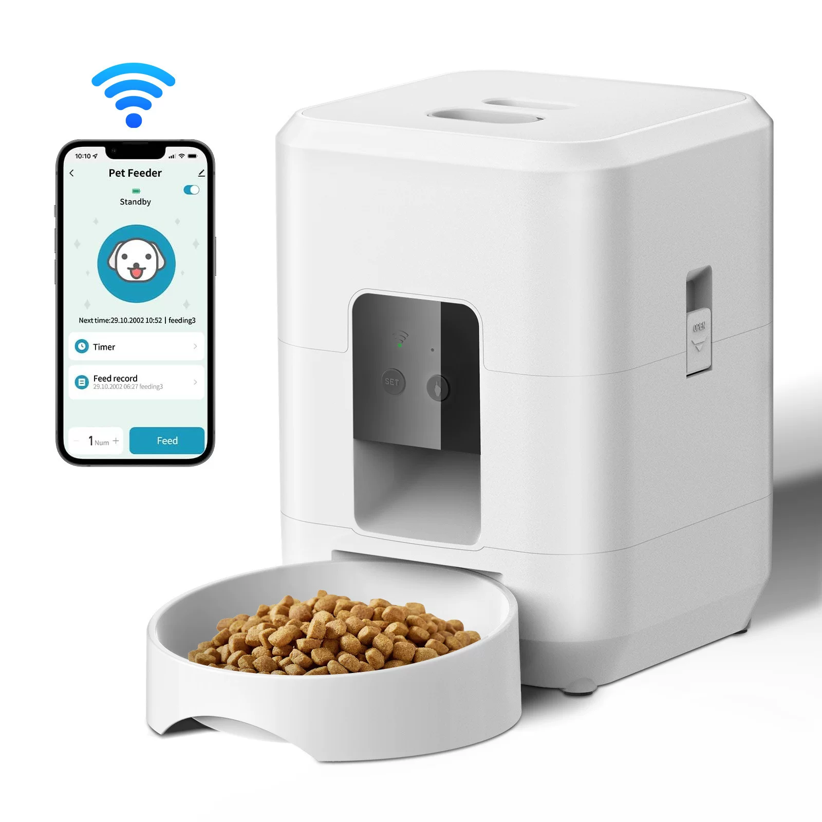 Popular pet smart feeder for dogs and cats, automatic feeding bowl with timing and quantitative control, WiFi remote feeding