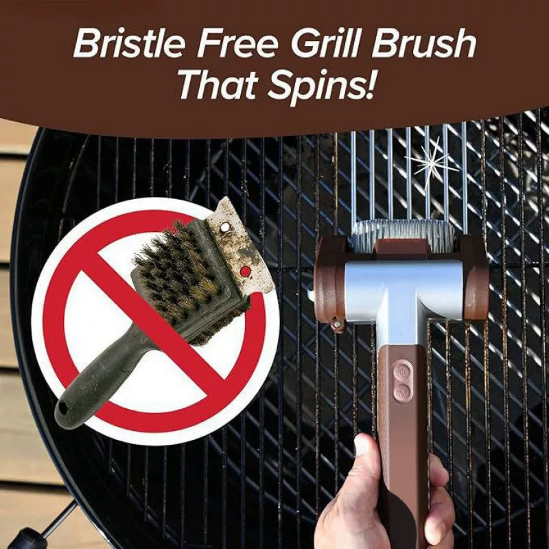 烧烤清洁器刷 Bristle-Free Spinning Grill Brush无刷旋转烧烤刷