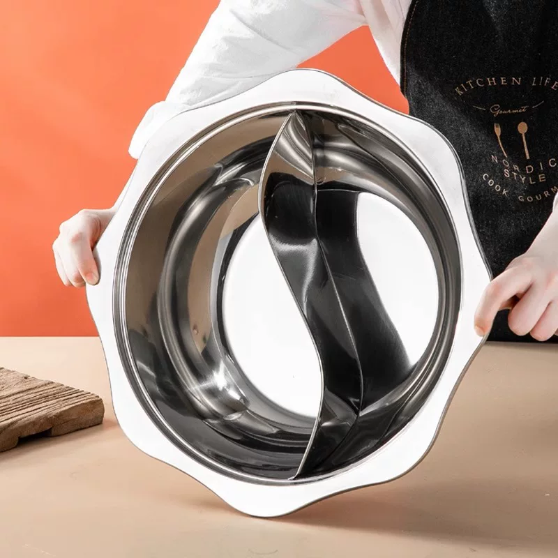 Double-flavor hot pot, separated pot, octagonal pot, double-flavor hot pot, mother-and-child hot pot, pot with grids, stainless steel pot