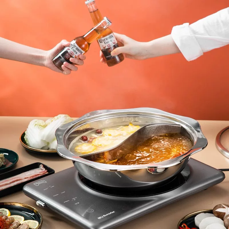 Double-flavor hot pot, separated pot, octagonal pot, double-flavor hot pot, mother-and-child hot pot, pot with grids, stainless steel pot