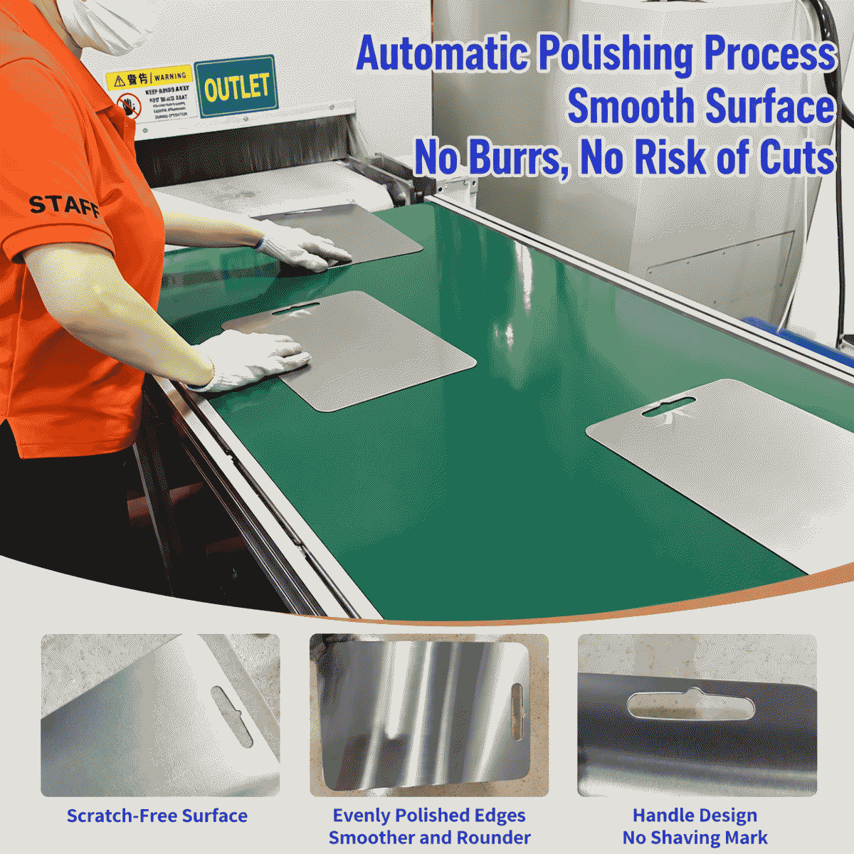 Stainless steel cutting board, double-sided, rounded edges, for household use, suitable for kneading and rolling dough, with hanging holes, wholesale from manufacturer