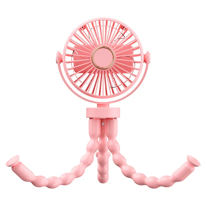 Mini-Achterhai-Handventilator für Babywagen, tragbar, leise, wickelbar und zusammenklappbar für den Außenbereich mit Ladefunktion