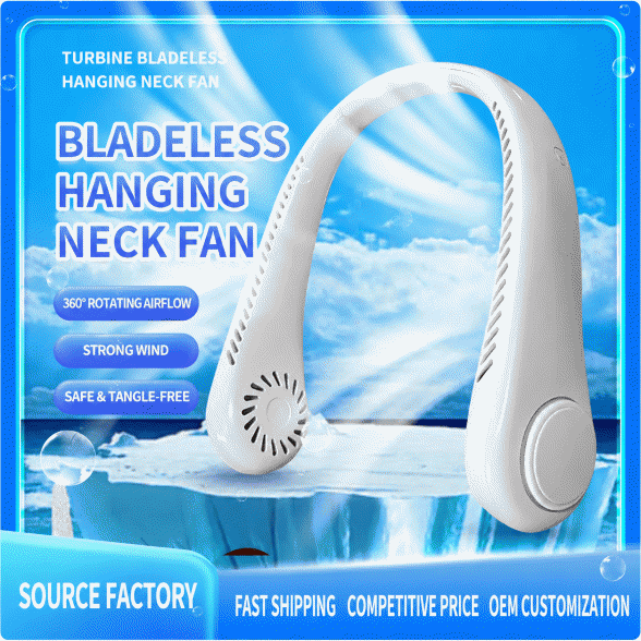 New style USB-charged portable neck fan for wholesale, providing cooling and hanging around the neck