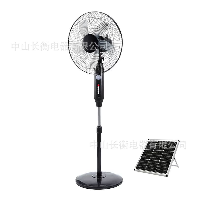 16-Zoll Solar-Ladefan mit Beleuchtung, aufstellbarer Standventilator für Innen- und Außenbereiche, Notstromventilator
