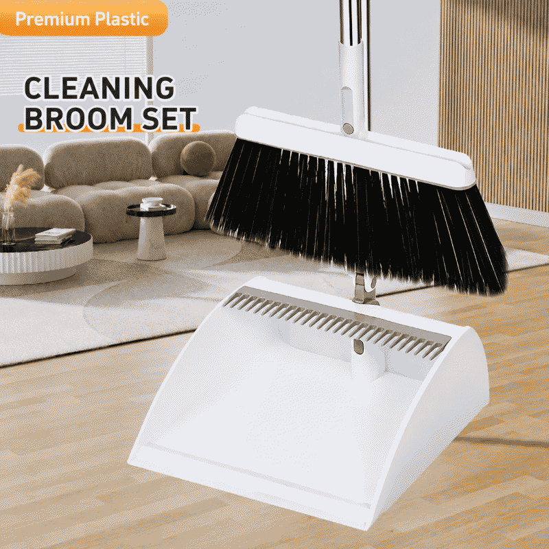 Household rotating broom and dustpan set, soft bristle cover, bathroom non-stick sweeping broom wholesale, cleaning broom